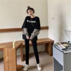Mock Two-piece Lettering Pullover / Straight-cut Pants