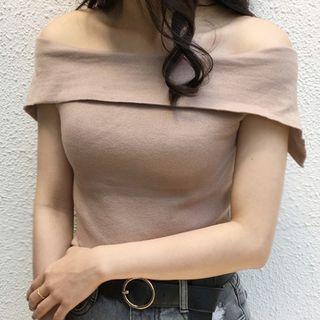 Reversible Knitted Off-shoulder Top