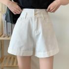 High-waist A-line Rolled Denim Shorts