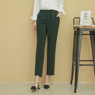 Button-trim Tapered Pants