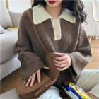 Color-block Long-sleeve Loose-fit Sweater