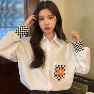 Flower Accent Shirt White - One Size