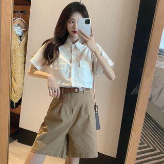 Set: Pocketed Short-sleeve Shirt + Shorts