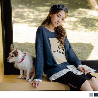 Print Mock Two Piece Sweatshirt