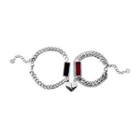 Set Of 2: Couple Matching Heart Magnetic Stainless Steel Bracelet Set Of 2 - Silver - One Size