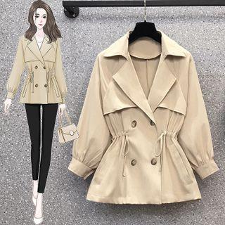 Double-breasted Peplum Trench Jacket