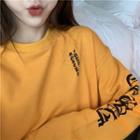 Round-neck Long-sleeve Pullover Yellow - One Size