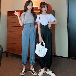 Short-sleeve T-shirt / Suspender Pants