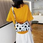 Milk Cow Print Canvas Shoulder Bag White - One Size