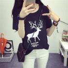 Deer Print Crewneck T-shirt