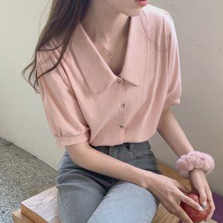 Collar Puff Short Sleeve Blouse