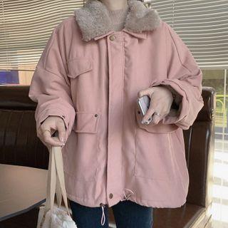 Furry Collar Zipped Padded Jacket