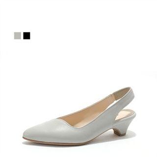 Genuine-leather Sling-back Pumps