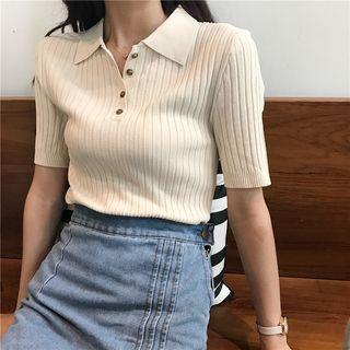 Short Sleeve Knit Polo Shirt