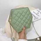 Quilted Faux Leather Hexagon Crossbody Bag
