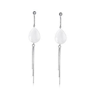 925 Sterling Silver Elegant Romantic Fashion Shell Long Tassel Earrings Silver - One Size