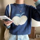 Long-sleeve Apple Cropped Knit Top