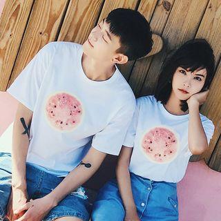 Couple Matching Watermelon Print Short Sleeve T-shirt