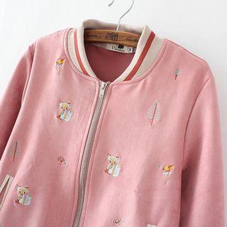 Fox Embroidered Bomber Jacket