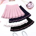 Contrast Trim Pleated Mini Skirt