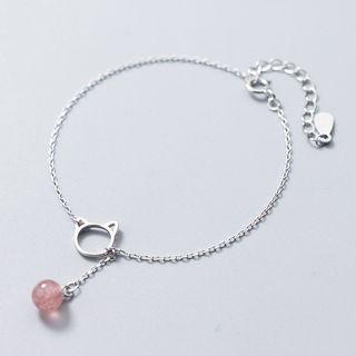925 Sterling Silver Cat Bead Bracelet