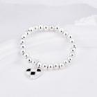 Heart Pendant Beaded Bracelet 1 Pc - Black & White & Silver - One Size