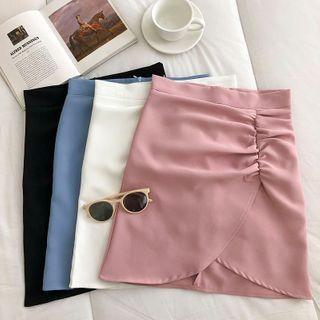 Asymmetrical Plain High-waist Skirt