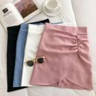 Asymmetrical Plain High-waist Skirt