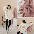 Letter-embroidered Faux-shearling Anorak Pullover