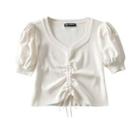 Puff-sleeve Drawstring T-shirt