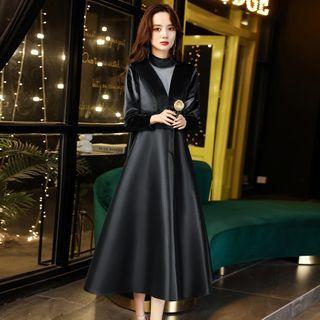 Long-sleeve Plain A-line Evening Dress