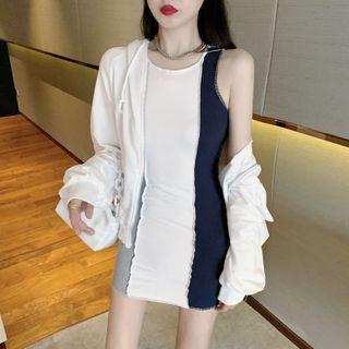 Plain Jacket / Plain Sleeveless Dress / Color-block Sleeveless Dress