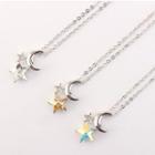 Crystal Moon Star Pendant Necklace
