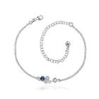 Simple And Fashion Geometric Round Anklet With Blue Cubic Zircon Silver - One Size