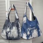 Tie-dye Print Letter Embroidered Tote Bag