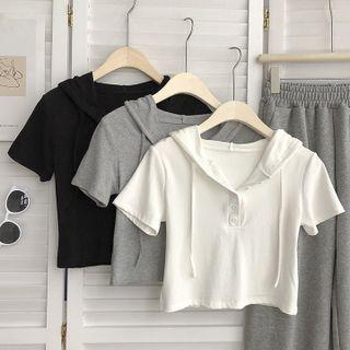 Short-sleeve Cropped Hoodie