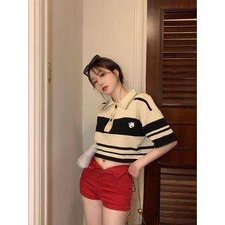 Striped Cropped Polo Shirt / Mini Polo Dress