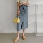 Paperbag-waist Maxi Pencil Skirt