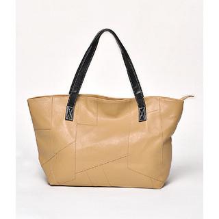 Geometric Front Panel Tote Beige - One Size