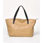 Geometric Front Panel Tote Beige - One Size