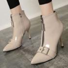Pointed Zip Detail High Heel Ankle Boots