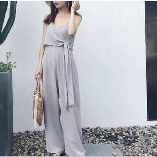 Striped Strappy Wide Leg Jumpsuit