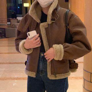Faux Leather Jacket Coffee - One Size