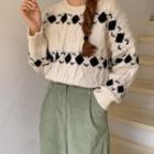 Round-neck Pattern Cable-knit Top