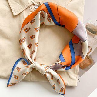 Print Narrow Scarf 1 - Orange & Blue - 53cm