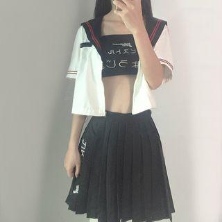 Embroidered Bandeau / Pleated A-line Skirt