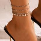 Set Of 3: Star Charm Anklet Set Of 3 - 19892 - Silver - One Size