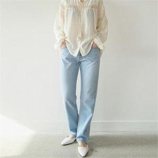 Triangle-toe Low-heel Mules