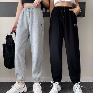Drawstring Smile Face Sports Pants