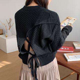 Lace-up Back Cable-knit Sweater
